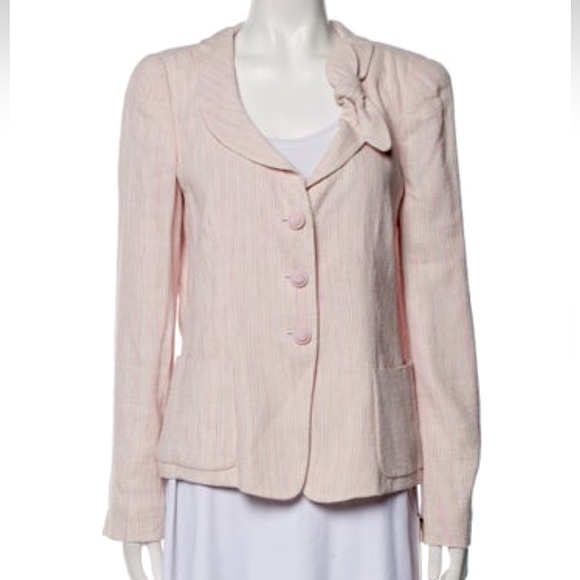 Armani Collezioni Striped Day 2 Evening Light Weight Pink Striped Blazer Jacket - Picture 2 of 9